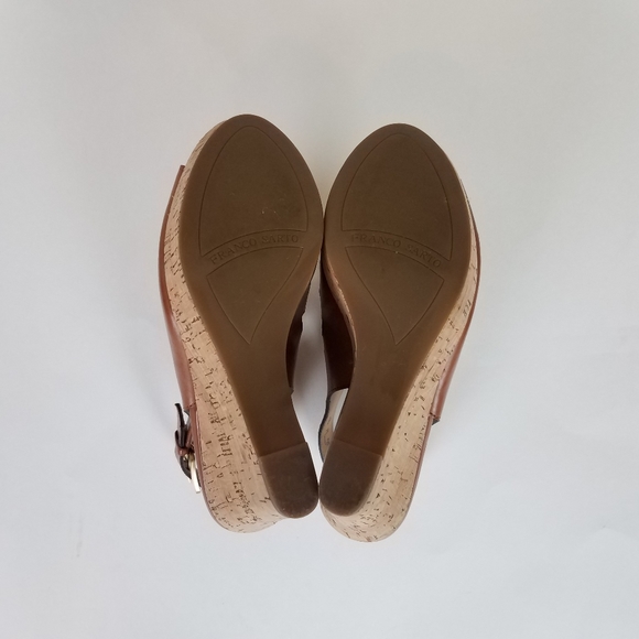 NWOT Franco Sarto Sassy Brown Cork Wedge Sandals - Picture 10 of 12